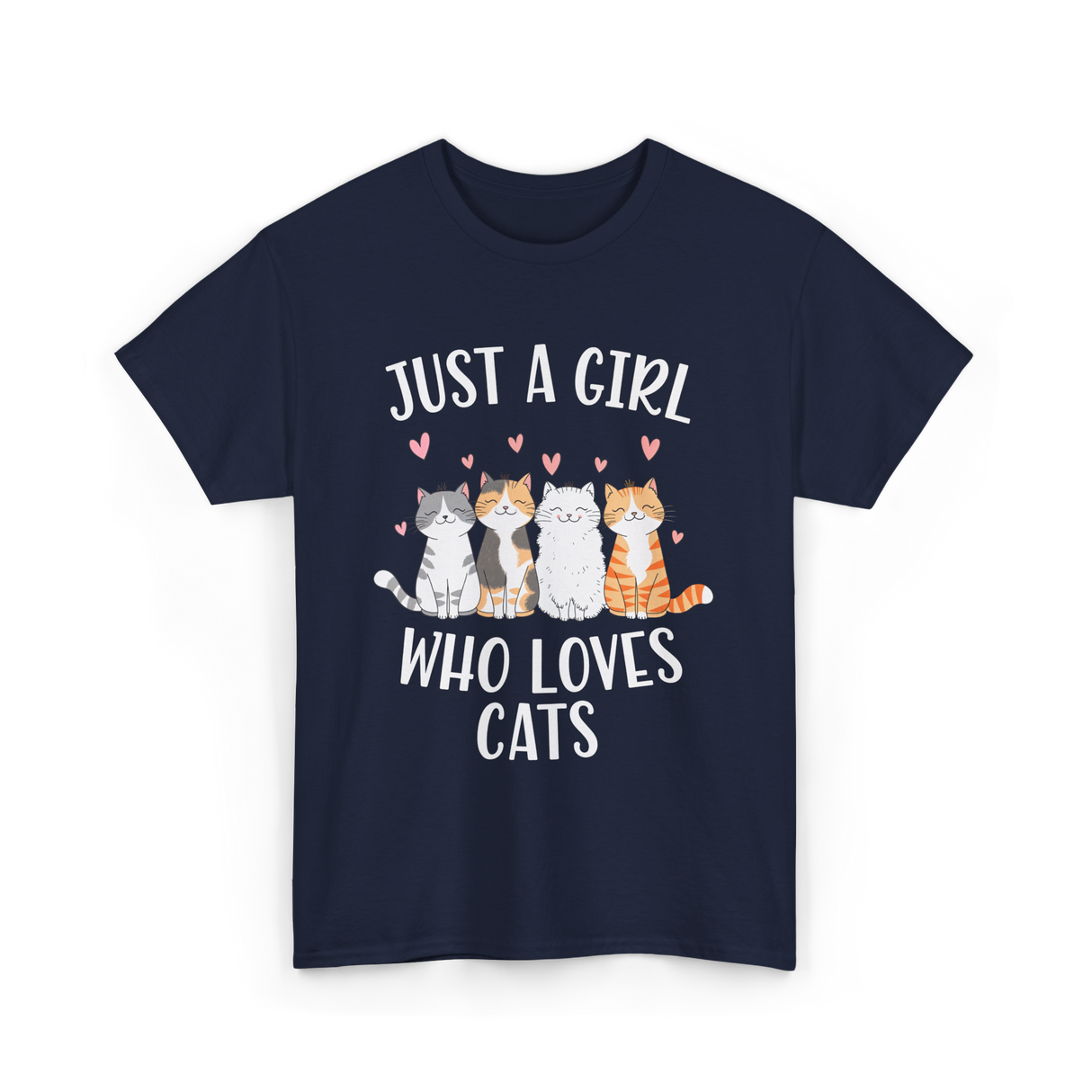 Just A Girl Who Loves Cats Cat Lover T-Shirt - Navy