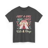 Just A Girl Who Loves Cats Dogs T-Shirt - Dark Heather