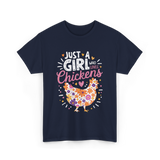 Just A Girl Who Loves Chickens Chicken T-Shirt - Navy