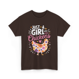 Just A Girl Who Loves Chickens Chicken T-Shirt - Dark Chocolate