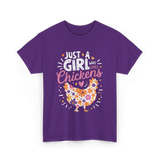 Just A Girl Who Loves Chickens Chicken T-Shirt - Purple