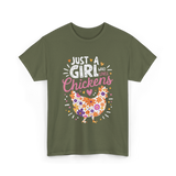 Just A Girl Who Loves Chickens Chicken T-Shirt - Military Green