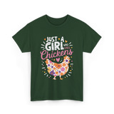 Just A Girl Who Loves Chickens Chicken T-Shirt - Forest Green