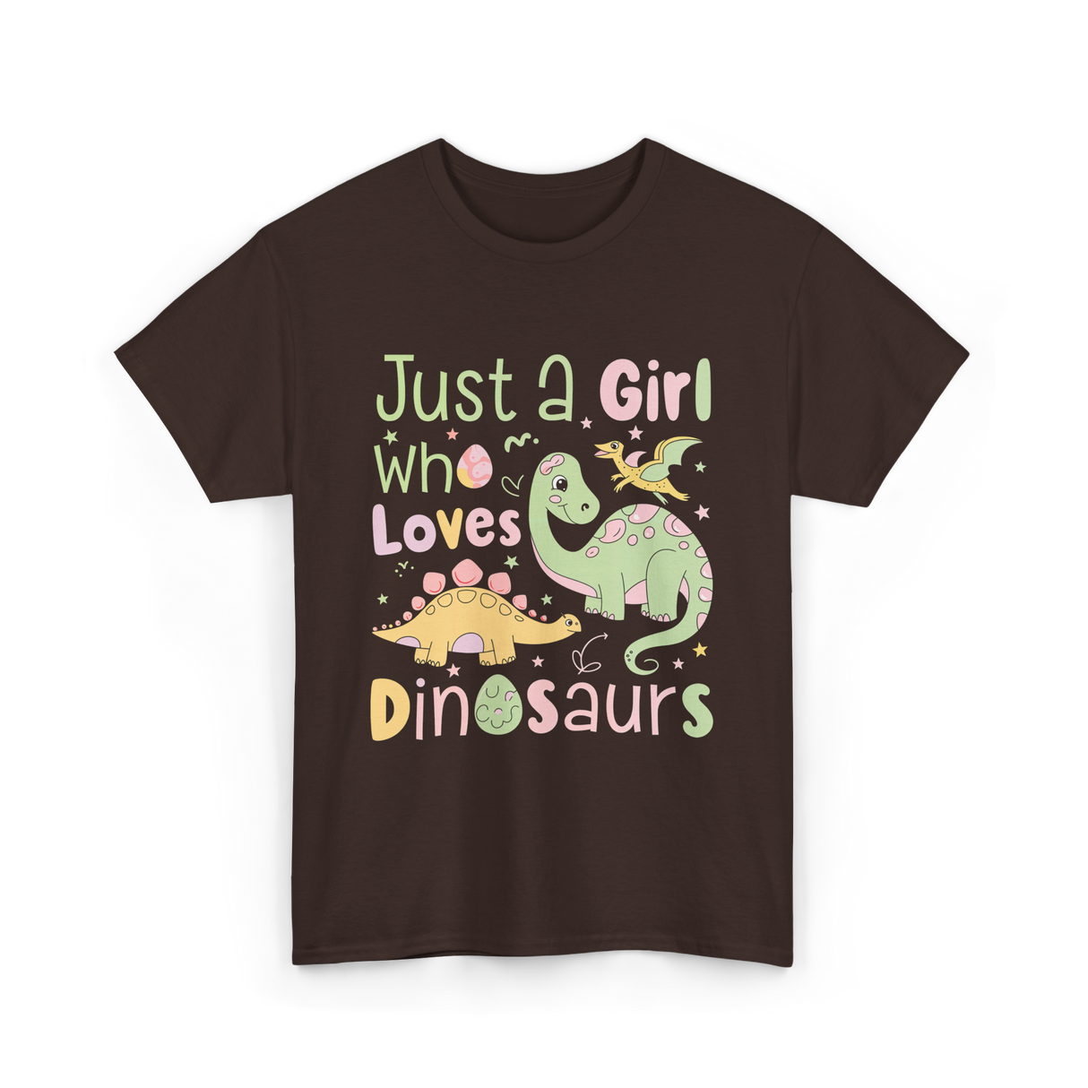 Just a Girl Who Loves Dinosaurs Dino T-Shirt - Dark Chocolate