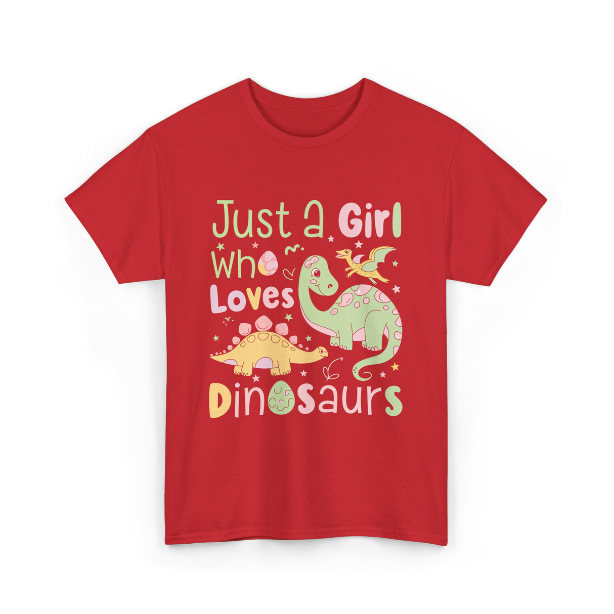 Just a Girl Who Loves Dinosaurs Dino T-Shirt - Red