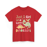 Just a Girl Who Loves Dinosaurs Dino T-Shirt - Red