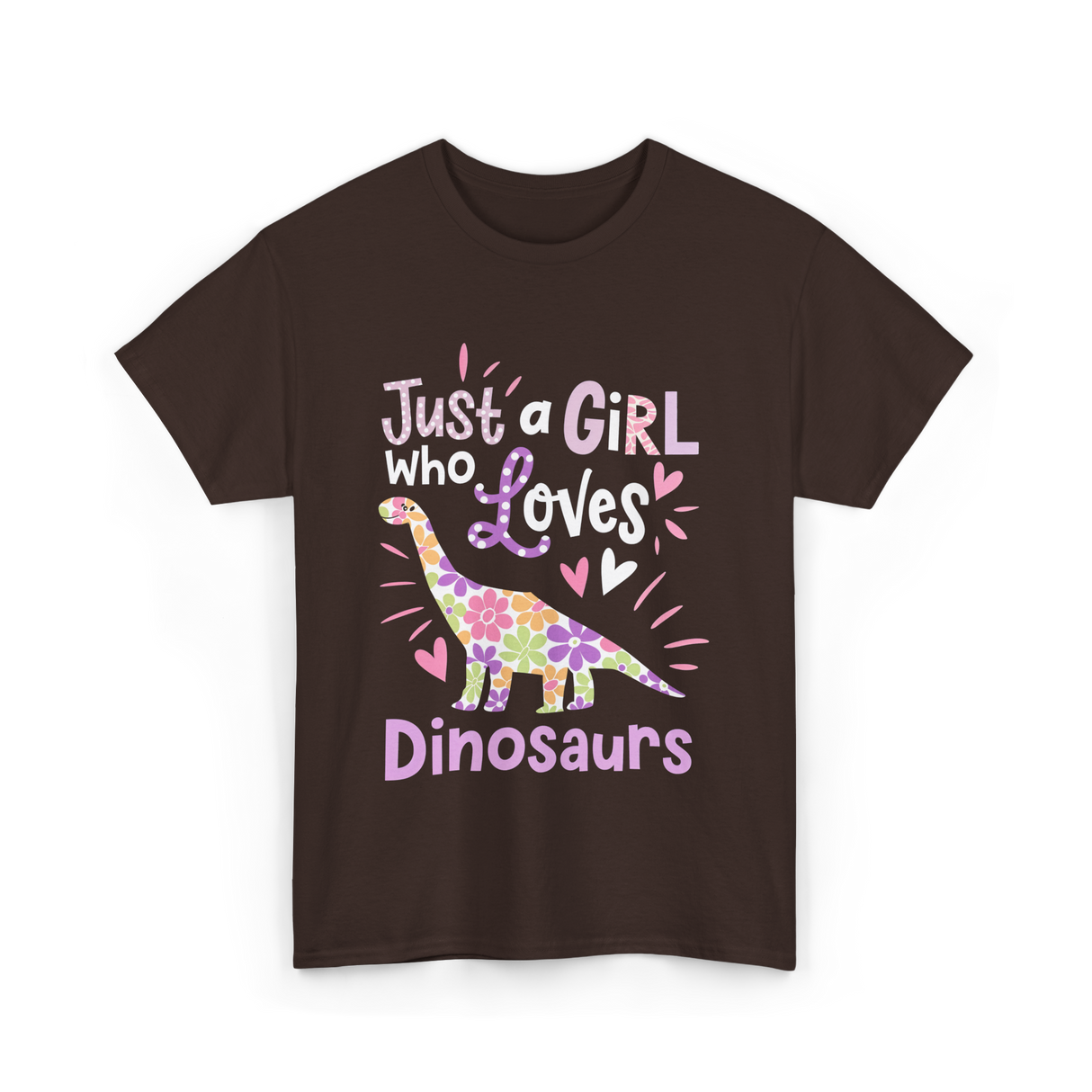 Just a Girl Who Loves Dinosaurs Dino T-Shirt - Dark Chocolate