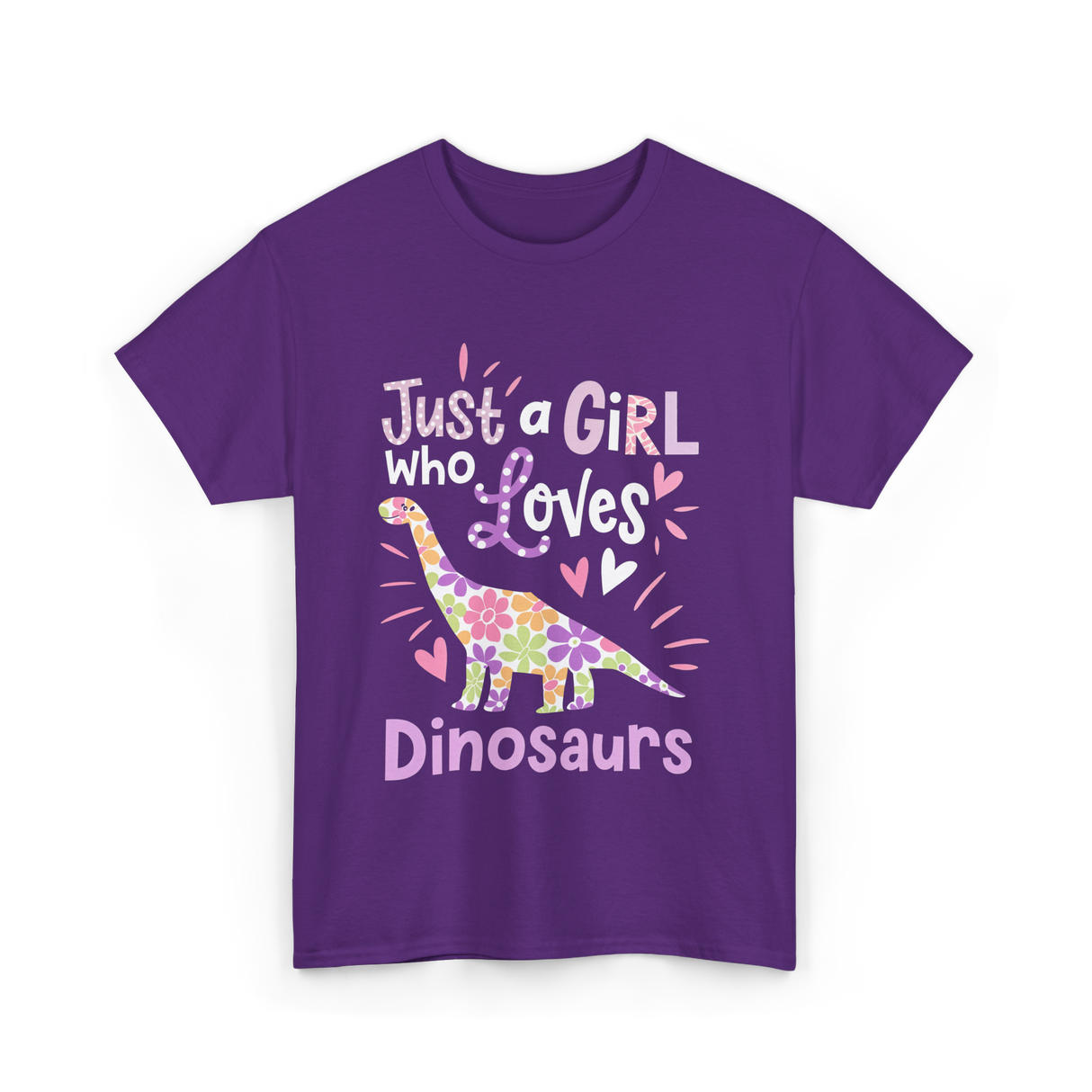 Just a Girl Who Loves Dinosaurs Dino T-Shirt - Purple