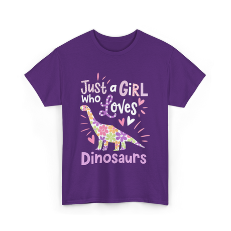 Just a Girl Who Loves Dinosaurs Dino T-Shirt - Purple