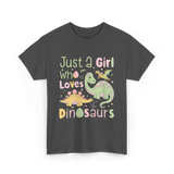 Just a Girl Who Loves Dinosaurs Dino T-Shirt - Dark Heather