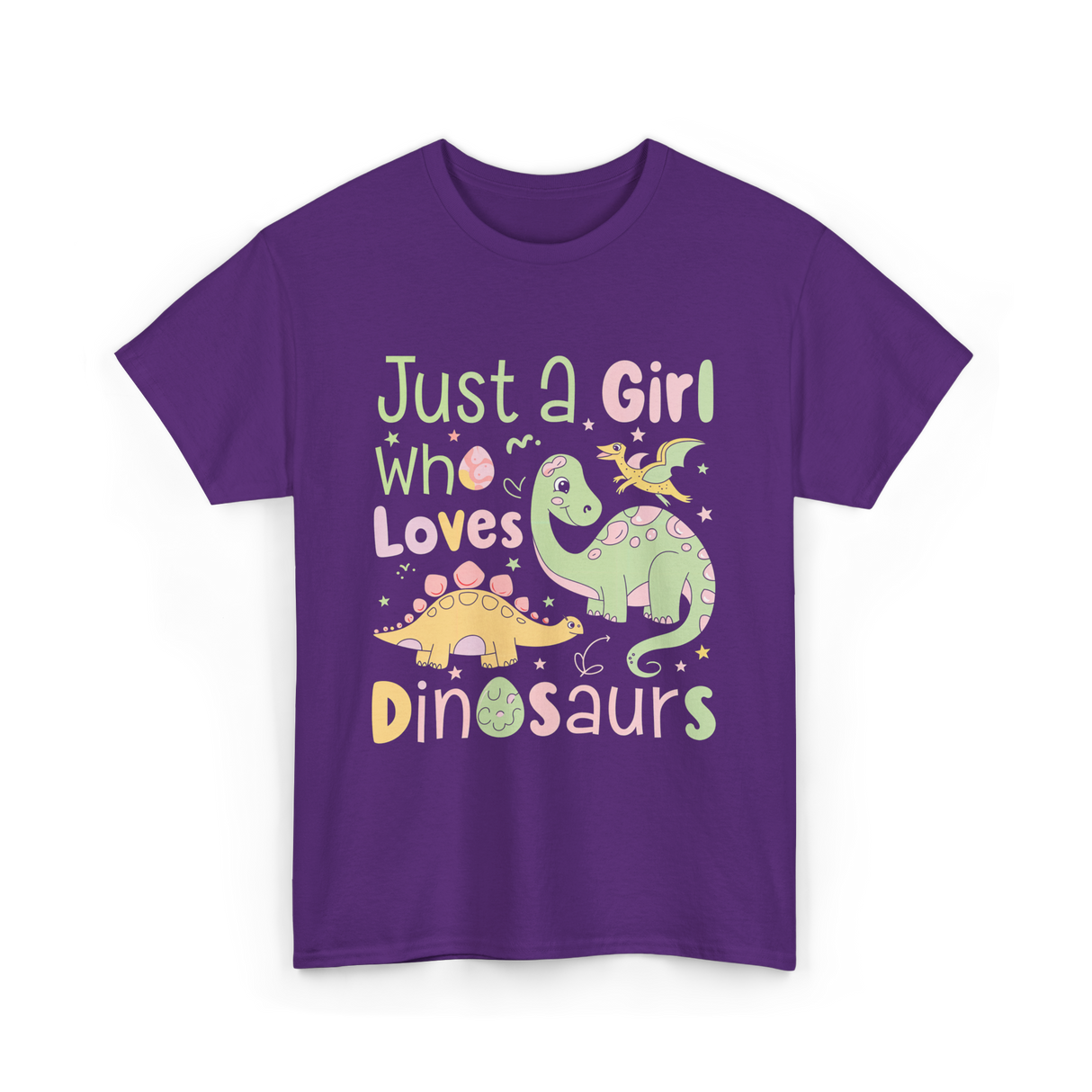 Just a Girl Who Loves Dinosaurs Dino T-Shirt - Purple