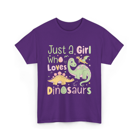 Just a Girl Who Loves Dinosaurs Dino T-Shirt - Purple