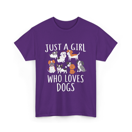 Just a Girl Who Loves Dogs Dog Lover T-Shirt - Purple