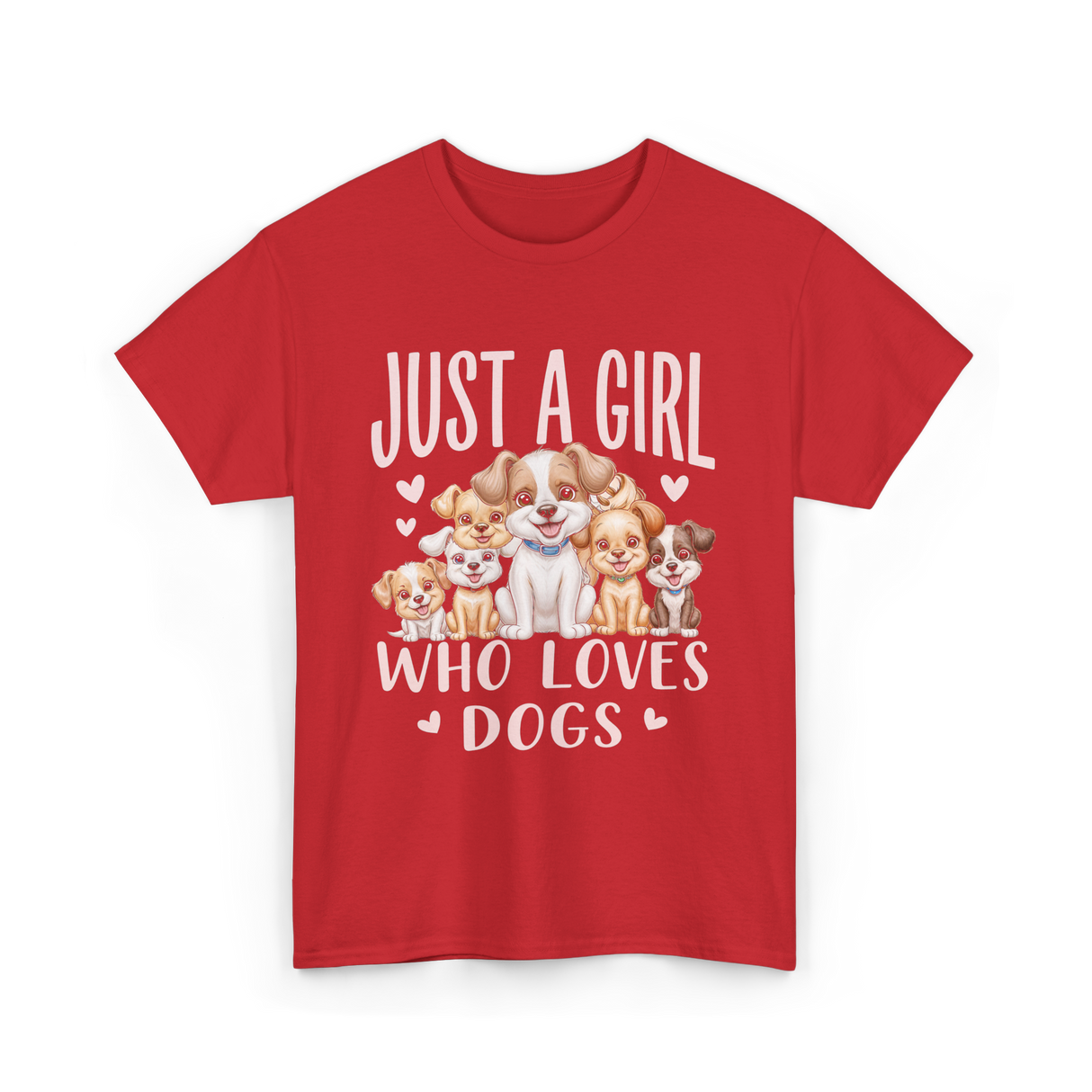 Just A Girl Who Loves Dogs Dog Lover T-Shirt - Red