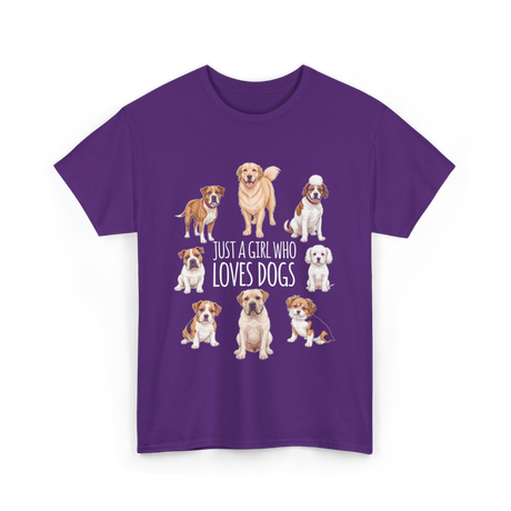 Just A Girl Who Loves Dogs Dog Lover T-Shirt - Purple