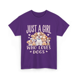 Just A Girl Who Loves Dogs Dog Lover T-Shirt - Purple