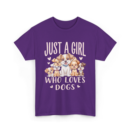 Just A Girl Who Loves Dogs Dog Lover T-Shirt - Purple