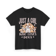 Just A Girl Who Loves Dogs Dog Lover T-Shirt - Black