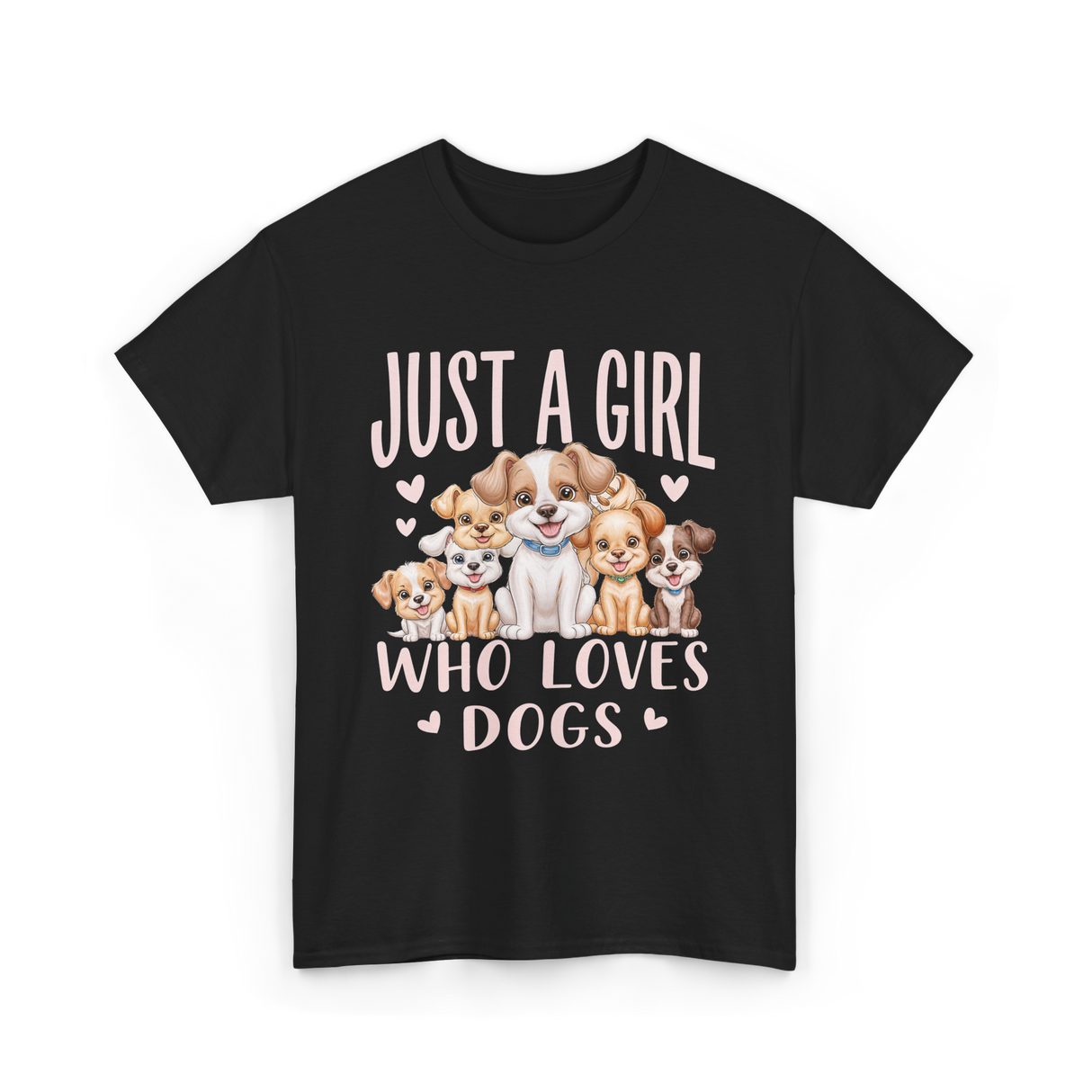 Just A Girl Who Loves Dogs Dog Lover T-Shirt - Black