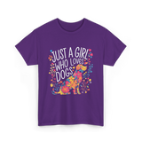 Just A Girl Who Loves Dogs Dog T-Shirt - Purple