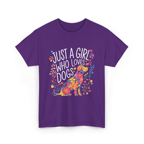 Just A Girl Who Loves Dogs Dog T-Shirt - Purple