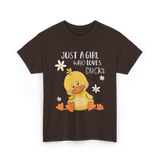 Just a Girl Who Loves Ducks Duck Lover T-Shirt - Dark Chocolate