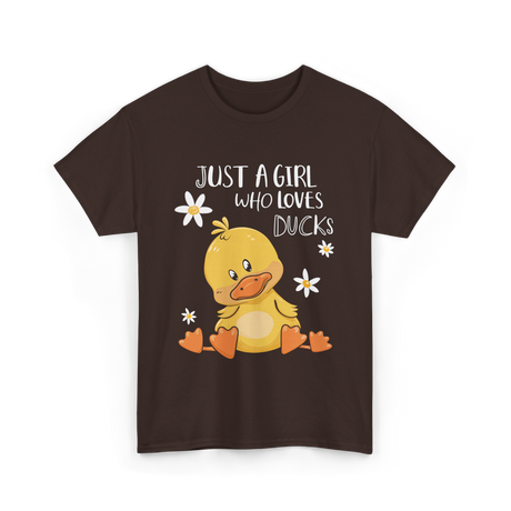 Just a Girl Who Loves Ducks Duck Lover T-Shirt - Dark Chocolate