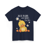 Just a Girl Who Loves Ducks Duck Lover T-Shirt - Navy