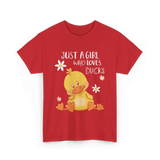 Just a Girl Who Loves Ducks Duck Lover T-Shirt - Red