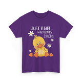 Just a Girl Who Loves Ducks Duck Lover T-Shirt - Purple