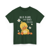 Just a Girl Who Loves Ducks Duck Lover T-Shirt - Forest Green