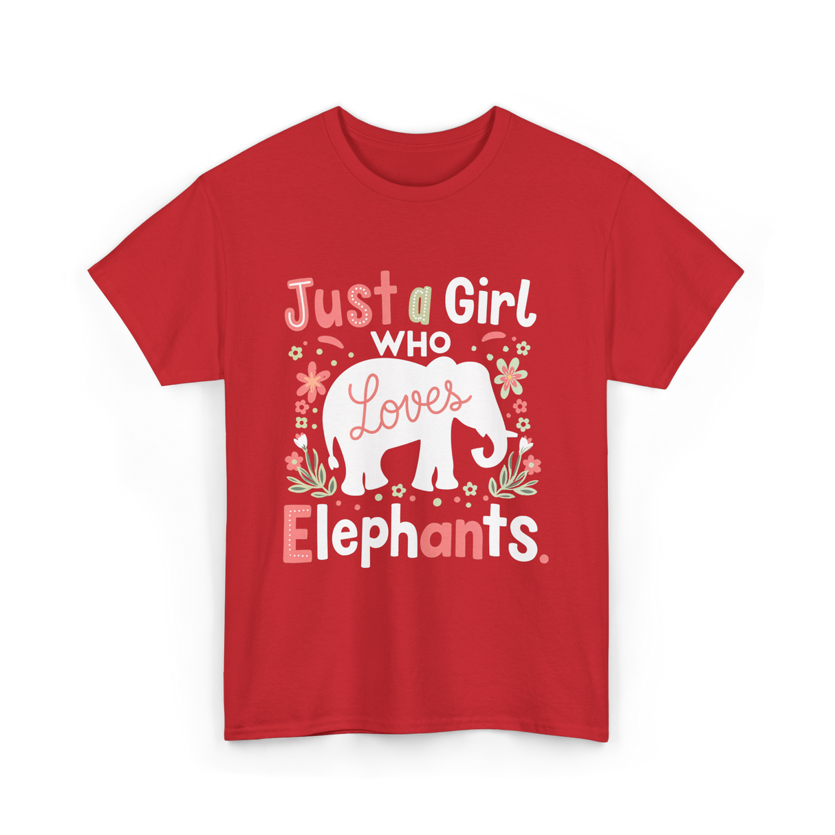 Just a Girl Who Loves Elephants T-Shirt - Red