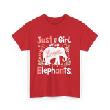 Just a Girl Who Loves Elephants T-Shirt - Red