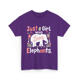 Just a Girl Who Loves Elephants T-Shirt - Purple