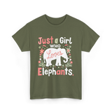 Just a Girl Who Loves Elephants T-Shirt - Military Green