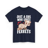 Just A Girl Who Loves Ferrets Ferret T-Shirt - Navy