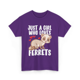 Just A Girl Who Loves Ferrets Ferret T-Shirt - Purple