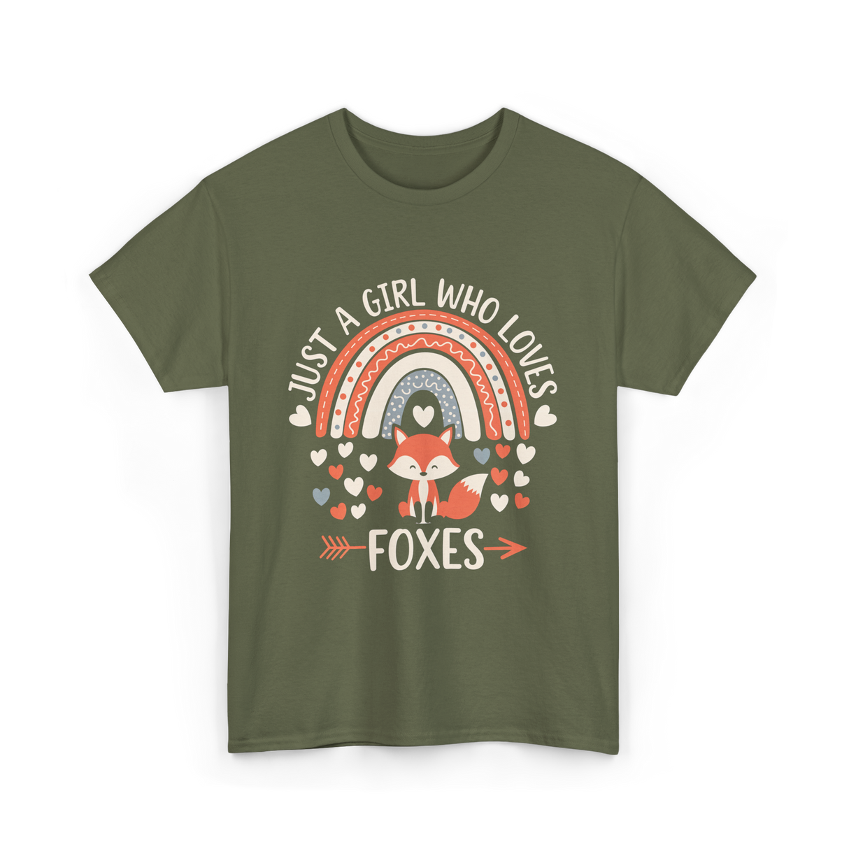 Just A Girl Who Loves Foxes Fox Lover T-Shirt - Military Green