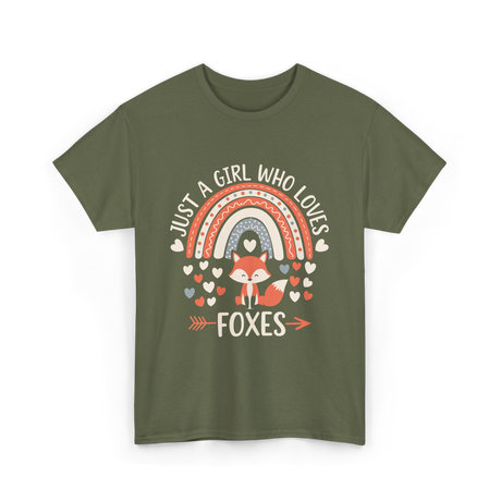 Just A Girl Who Loves Foxes Fox Lover T-Shirt - Military Green