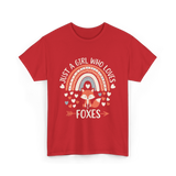 Just A Girl Who Loves Foxes Fox Lover T-Shirt - Red