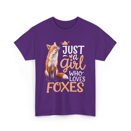 Just a Girl Who Loves Foxes Fox T-Shirt - Purple