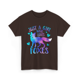 Just a Girl Who Loves Foxes T-Shirt - Dark Chocolate