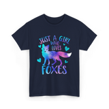 Just a Girl Who Loves Foxes T-Shirt - Navy