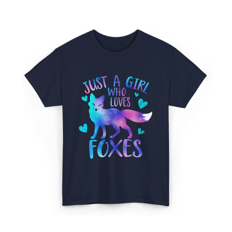 Just a Girl Who Loves Foxes T-Shirt - Navy