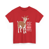 Just a Girl Who Loves Goats Goat T-Shirt - Red