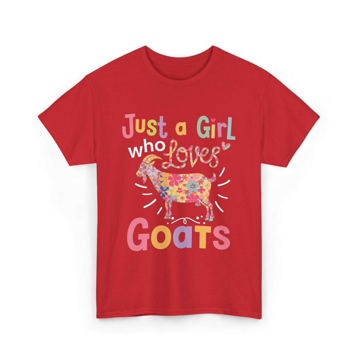 Just a Girl Who Loves Goats Goat T-Shirt - Red