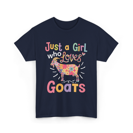 Just a Girl Who Loves Goats Goat T-Shirt - Navy