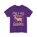 Just a Girl Who Loves Goats Goat T-Shirt - Purple