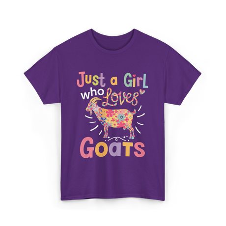 Just a Girl Who Loves Goats Goat T-Shirt - Purple