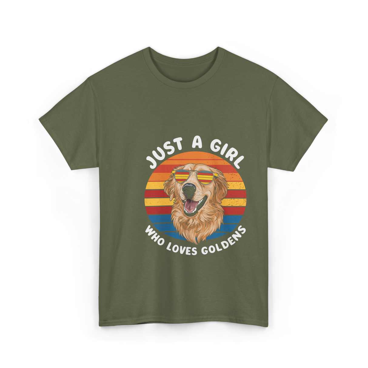 Just A Girl Who Loves Goldens Dogs T-Shirt - Military Green